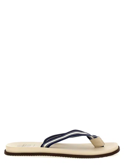 Brunello Cucinelli Ivory Pool Slides In Multi
