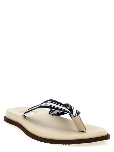 Brunello Cucinelli Ivory Pool Slides In Multi