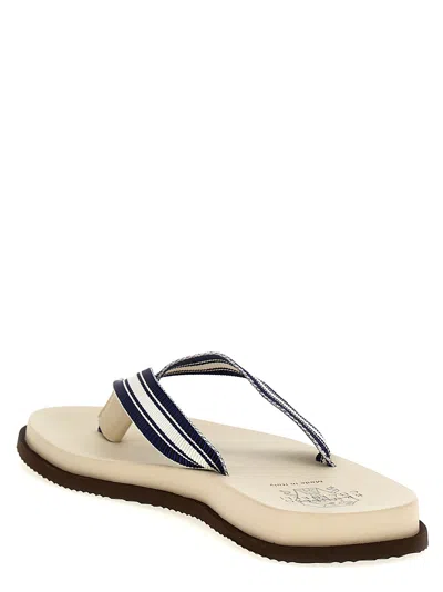 Brunello Cucinelli Ivory Pool Slides In Multi