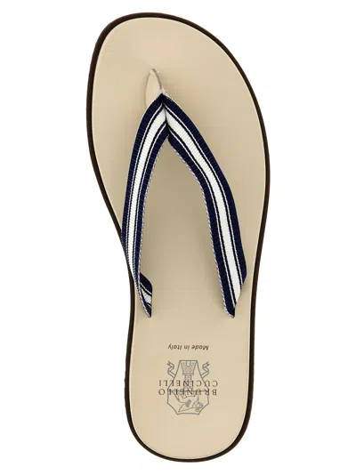 Brunello Cucinelli Ivory Pool Slides In Multi