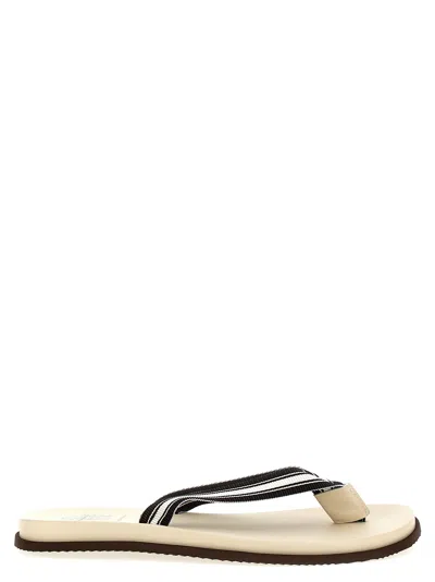 Brunello Cucinelli Ivory Pool Slides In Multi
