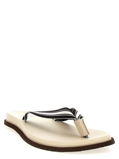 Brunello Cucinelli Ivory Pool Slides In Multi