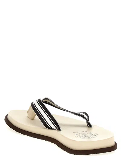Brunello Cucinelli Ivory Pool Slides In Multi