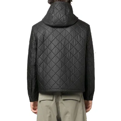 Craig Green Quilted Black Down Jacket With Fixed Hood