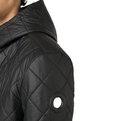 Craig Green Quilted Black Down Jacket With Fixed Hood