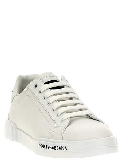 Dolce & Gabbana Leather Sneakers With Lateral Logo Patch