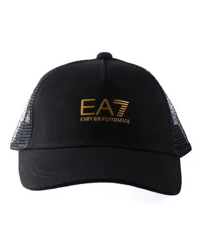 Ea7 Logo-embossed Baseball Cap In Black