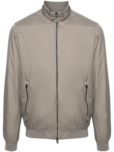 Herno Men Ecoage Band-collar Bomber Jacket In Beige