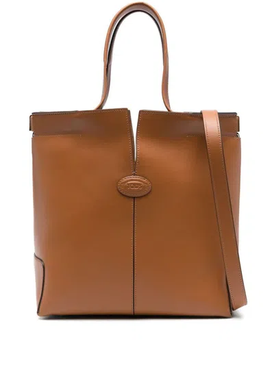Tod's Di Bag Folio Small Leather Bag In Brown