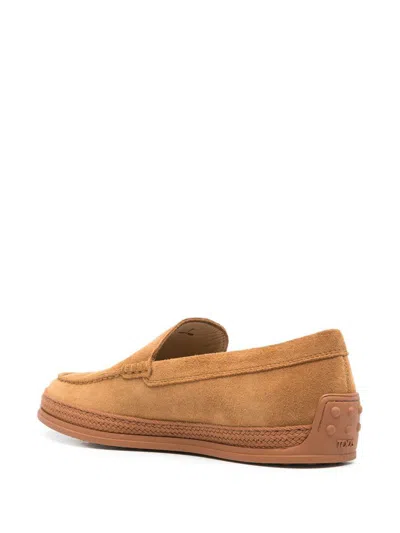 Tod's Cord Weaving Slip-on Suede Loafers In Brown