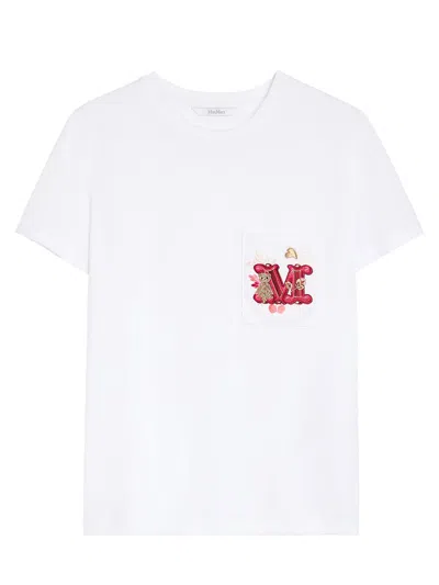 Max Mara Logo-embroidered Crewneck T-shirt In White