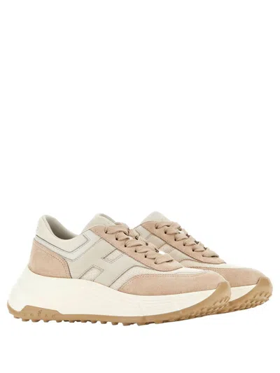 Hogan Leather Sneaker In Beige