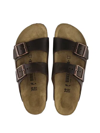 Birkenstock Arizona Flats In Brown Leather In Brown