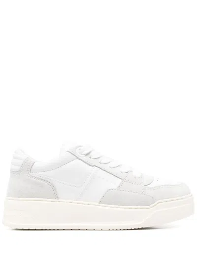 Hogan Perforated Toe Rubber Sole Suede Panels Sneakers In White