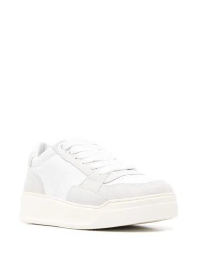 Hogan Perforated Toe Rubber Sole Suede Panels Sneakers In White