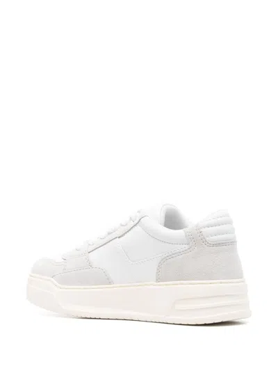 Hogan Perforated Toe Rubber Sole Suede Panels Sneakers In White