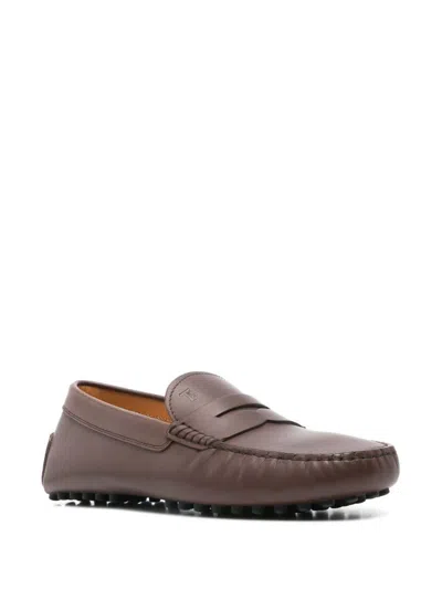 Tod's City Gommini Leather Drivers In Brown