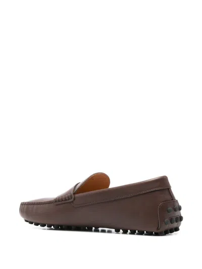 Tod's City Gommini Leather Drivers In Brown