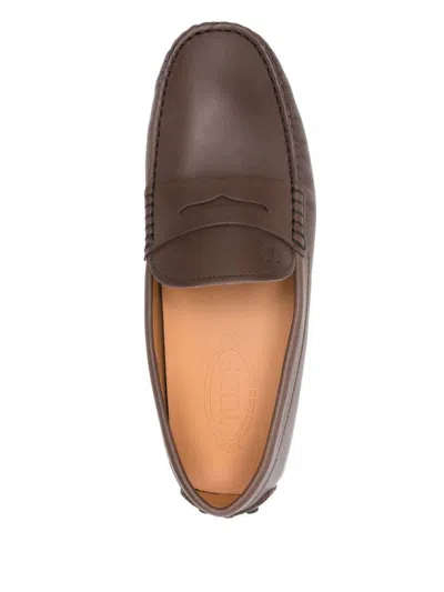 Tod's City Gommini Leather Drivers In Brown