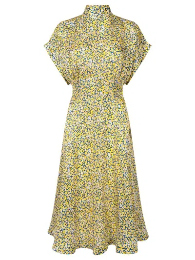 Bottega Veneta Abito In Seta Con Stampa Mini Daisy In Multicolour