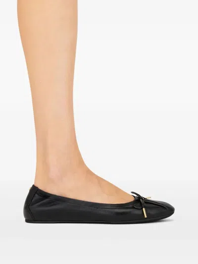 Ferragamo Elasticated Nappa Leather Ballet Flats In Black
