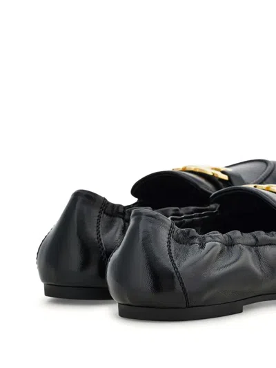 Ferragamo Gancini Leather Loafers With Round Toe In Black