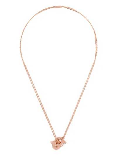Ferragamo Women's Double Gancini Pendant Necklace In Grey