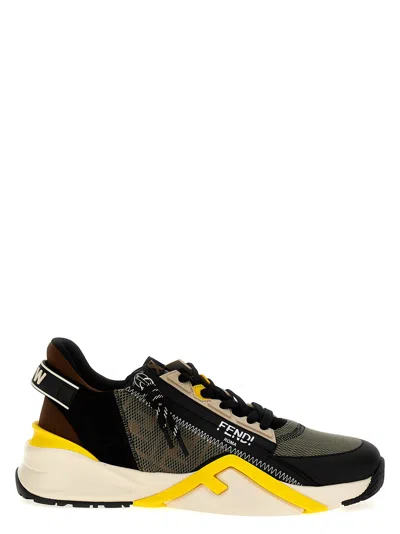 Fendi Streamline Leather Sneakers With Embossed Ff Print