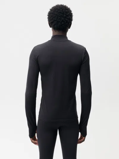Pangaia Men's Plant-stretch Long Sleeve Half-zip Top — Black In Black