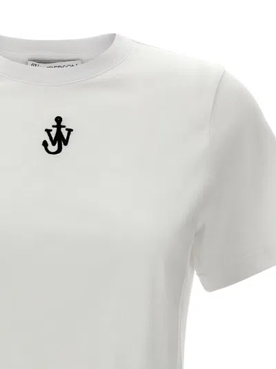Jw Anderson J.w.anderson 'anchor Embroidery Pannelled Cropped' T Shirt In White