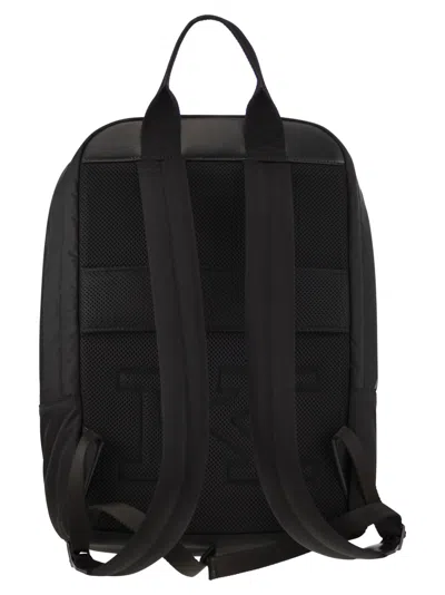 Kiton Backpack With Adjustable Straps And Front Pocket In Black