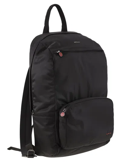 Kiton Backpack With Adjustable Straps And Front Pocket In Black