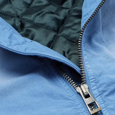 Loewe Blue Washed Effect Zipped Cotton Bomber Jacket
