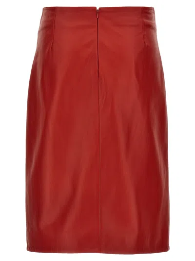 Loulou Studio Red Ekare Leather Midi Skirt