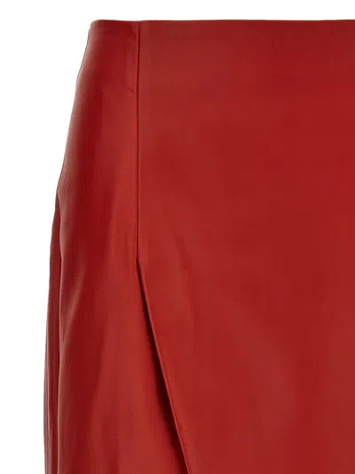 Loulou Studio Red Ekare Leather Midi Skirt
