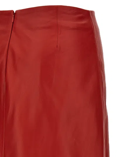 Loulou Studio Red Ekare Leather Midi Skirt