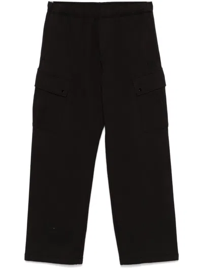 C.p. Company Raised Fleece Cargo Pant With Drawstring Waist In 999 Black