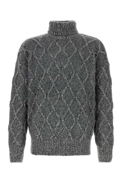 Hugo Boss Relaxed-fit Sweater With Cable-knit Structure In Grey