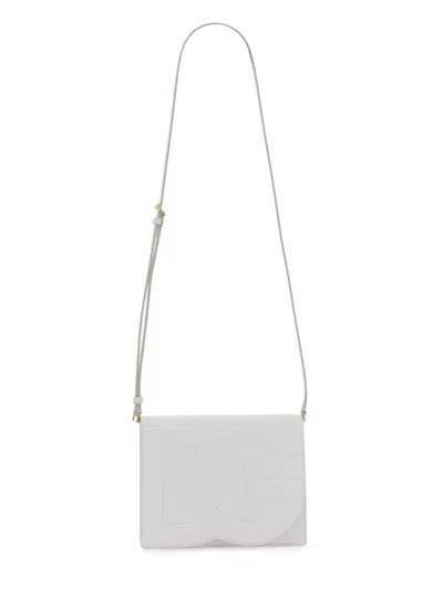 Dolce & Gabbana White Dg Logo Leather Cross Body Bag
