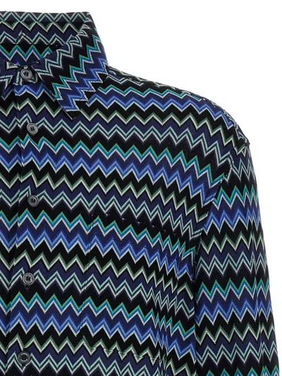 Missoni Zick-zack-hemd Aus Baumwolle Mit Brusttasche In Multicolor
