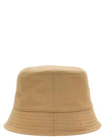 Moncler Logo Bucket Hat With Stitched Brim In Beige