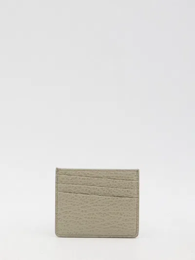Maison Margiela Black Leather Cardholder In Grey