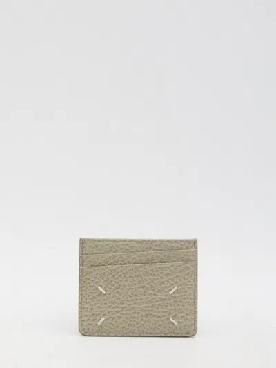 Maison Margiela Black Leather Cardholder In Grey