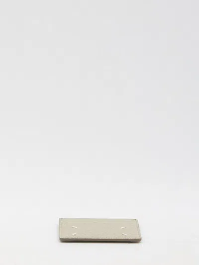 Maison Margiela Black Leather Cardholder In Grey