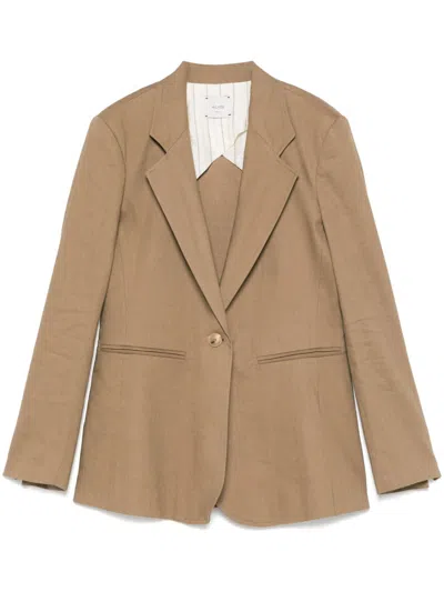 Alysi Linen Blend Single-breasted Blazer Jacket