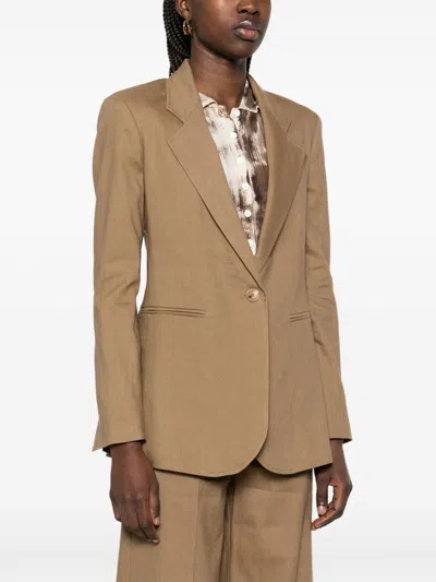 Alysi Linen Blend Single-breasted Blazer Jacket