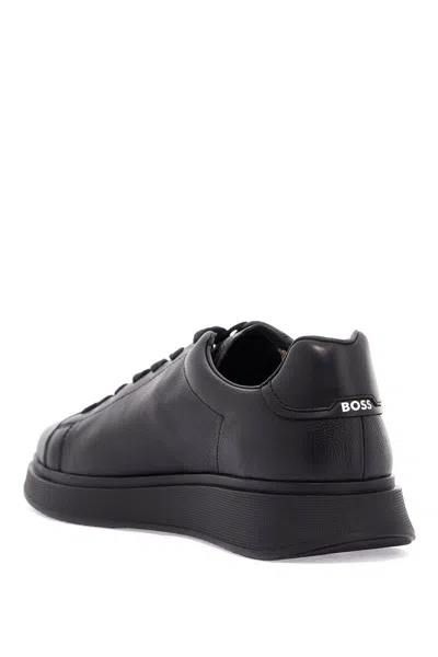 Hugo Boss Boss Bulton Runn Gr Black Leather Sneakers With Rubber Sole