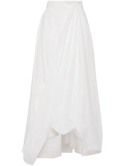Brunello Cucinelli Long Cotton Skirt With Asymmetric Draped Detailing