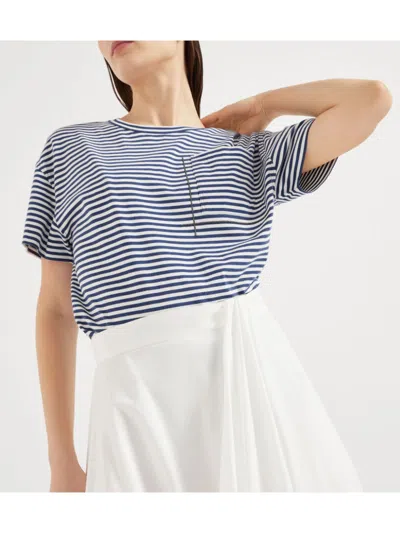 Brunello Cucinelli Long Cotton Skirt With Asymmetric Draped Detailing