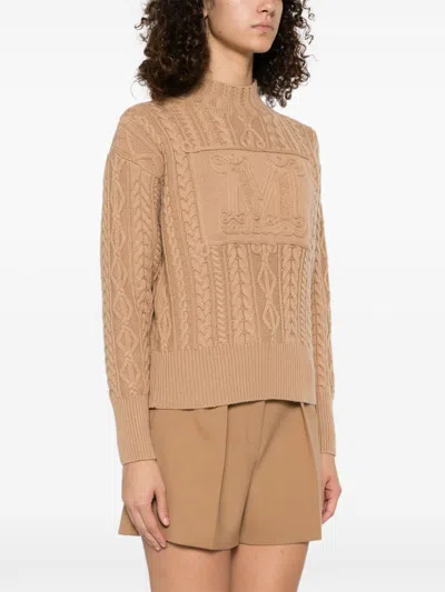 Max Mara Wool And Cashmere Crewneck Jumper In Brown